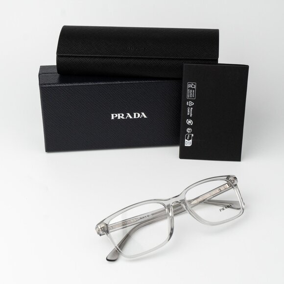 Prada Women Eyeglasses Crystal Grey Square Unisex PR14WV U431O1 BRAND NEW - Picture 9 of 10